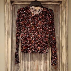 Floral Long Sleeve Button Sweater